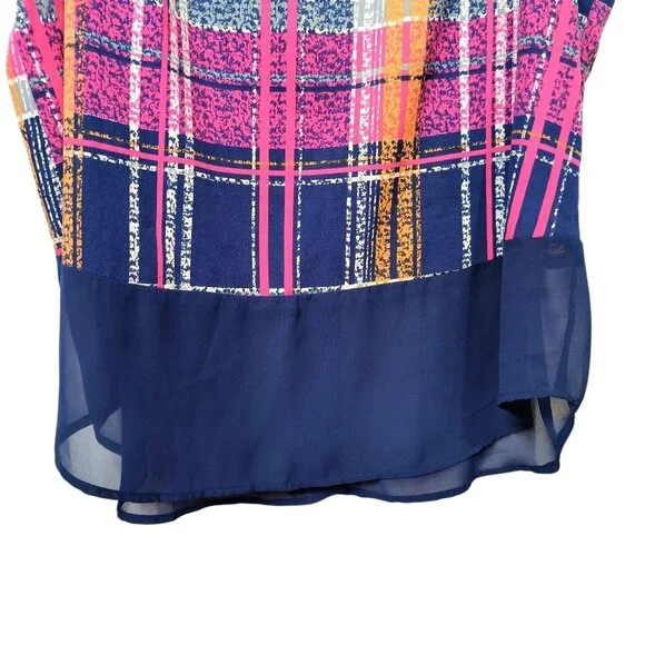 Signature Studio Sleeveless Top Multicolored Blue Plaid Women's Size Medium - Picture 6 of 8